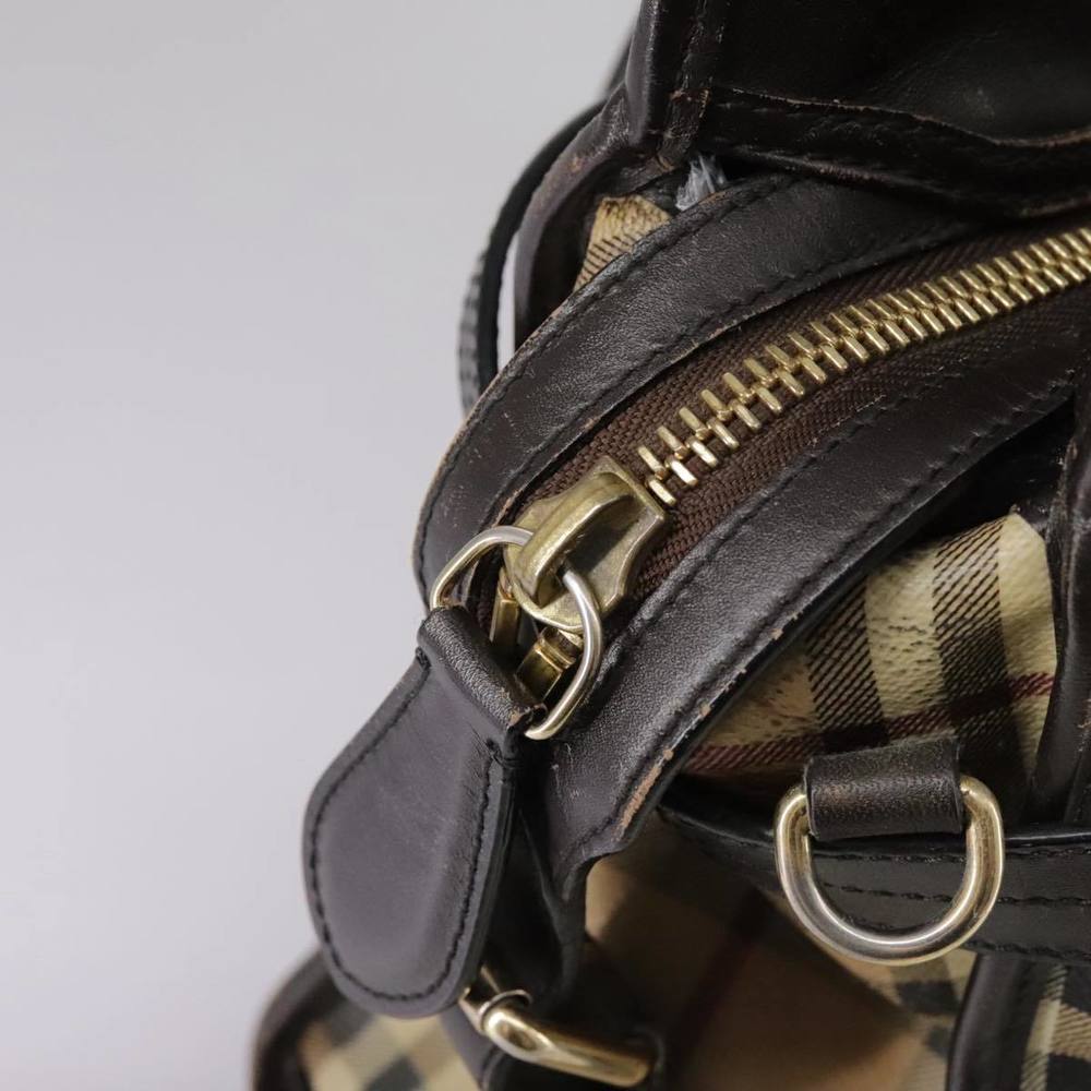 BURBERRY Nova Check Hand Bag PVC Leather 2way Beige Auth 105764 - Picture 10 of 16